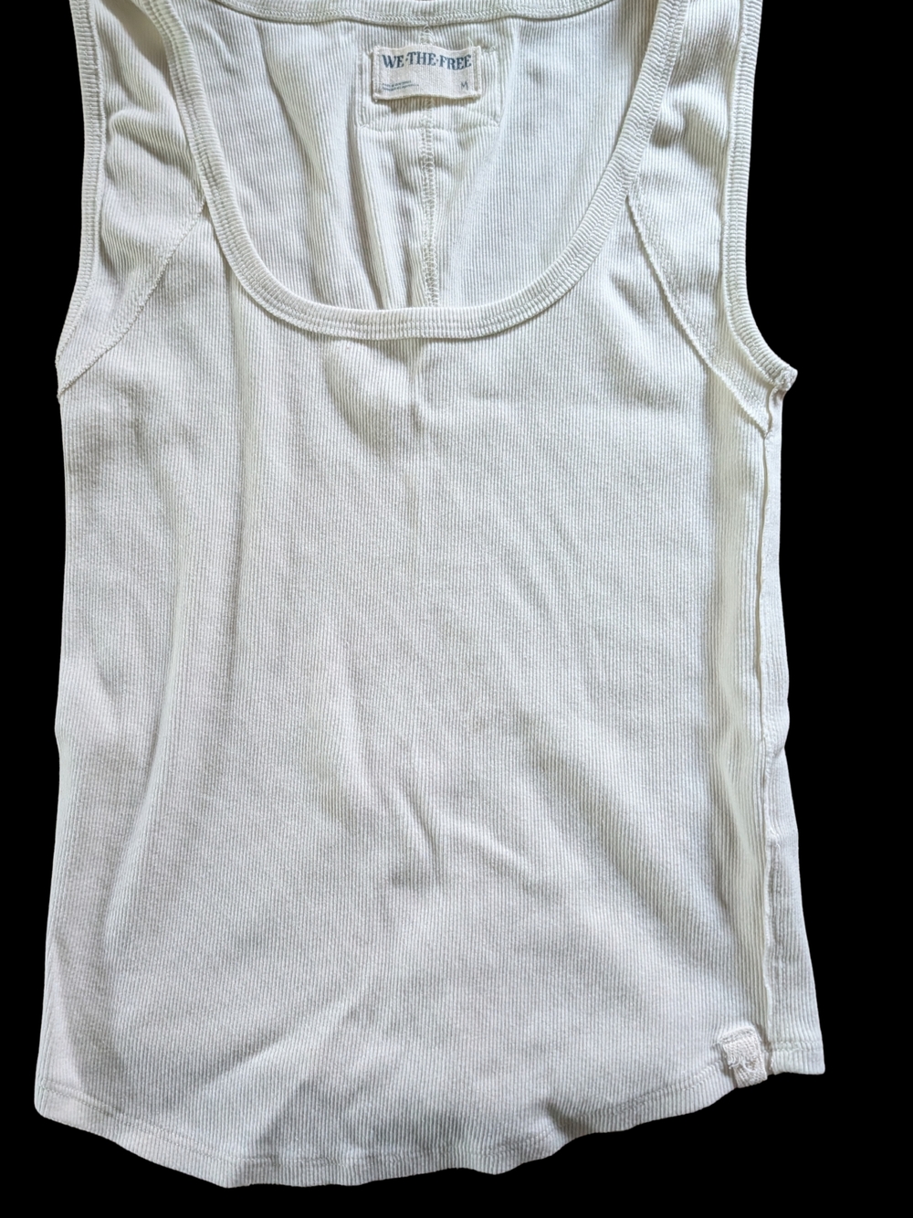 We The Free Cream Ribbed Scoop Tank Top